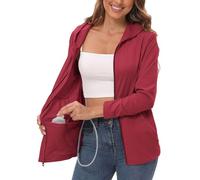 EVERWORTH Post Mastectomy Shirts with Drain Pockets Breast Mastectomy Recovery Must Haves Long Sleeve Zip Up Shirts Clothing, Red, M