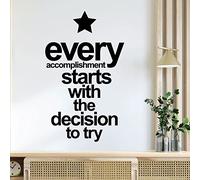 Every Accomplishment Starts with the Decision to Try - Motivational Wall Quote, Wall Art Sticker [XLarge] [Black]
