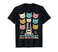 Every Appointment Has Nine Lives Cat Groomer Humor Value Graphic T-Shirt, Men, Black, L