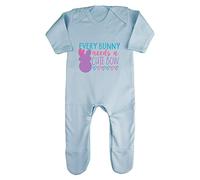 Every Bunny Needs a Cute Bow Statement Baby Romper Jumpsuit with feet, 3-6 Months, Pastel Blue