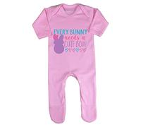 Every Bunny Needs a Cute Bow Statement Baby Romper Jumpsuit with feet, 6-12 Months, Pastel Pink