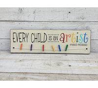 Every Child is an Artist,Hand Painted Sign,Children's Art Work Board,Gift for Grandma,playroom Decor 4x16 Inch