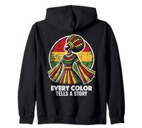 Every Color Tells A Story African Queen Afro Heritage Women Zip Hoodie