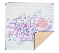 “Every Day A New Start” Typography Art Large Stylish Baby Playmat for Floor Washable Activity Gym Mat for Newborns Babies Infants Toddlers, 50'' x 50''