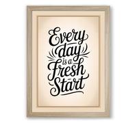 Every Day Fresh Start Typography Framed Wall Art Print A4 (29.7×21cm) Oak, Wall Decor for Living Room, Bedroom, Office & Home, Ready to Hang, Art Gift