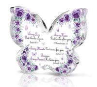 Every Day God Thinks of You" Butterfly Acrylic Sign - 4.7x3.2 Inch Purple Scripture Decor, Inspirational Bible Verses Desk Gift for Christian Women, Daily Faith Reminder 4.7 * 3.2 Inch