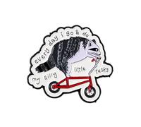 Every Day I Go and Do My Silly Little Tasks Pin Brooch, Silly Raccoon On Bike Enamel Pin, Funny Gift Sassy Friend Coworker, Daily Grind Sarcasm Brooches, Trash Panda Lapel Badge, Adulting Meme