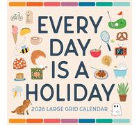 Every Day Is A Holiday 2026 Calendar | Large Grid Wall Calendar | 12" x 24" | Marble City Press | Celebrate Everyday Cute Fun Original Artwork Illustrations | 2026-2027 Calendar