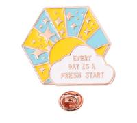 Every Day Is a New Beginning Letter Brooch Alloy Star Sun Cloud