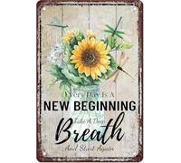 Every Day Is A New Beginning Take A Deep Breath And Start Again Aluminum Tin Sign Door Signs Exterior Home Cave Garage Bar Country Poster Club Wall Plaque Decoration Retro Aluminum Sign 8x12 Inch