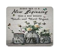 Every Day is A New Day Flower Rectangle Mouse Mat Gift for Her Women Girls,10x12 inch Waterproof Mousepad Non-Slip Rubber Mouse Pads for Office Laptop PC Working Gaming,Inspirational