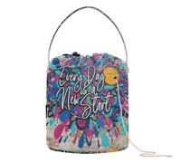 Every Day Is A New Start Graffiti Art Crochet Bags Bags For Crocheting Portable Storage Bag for Crochet Needle Yarn Organizer
