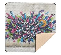 Every Day is A New Start Graffiti Art Large Stylish Baby Play Mat for Floor Washable Tummy Time Activity Mat for Babies Infants Toddlers, 50'' x 50''