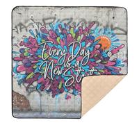 Every Day is A New Start Graffiti Art Soft Foam Baby Play Mat for Floor Washable Baby Kick Crawling Mat for Babies Infants Toddlers, 50'' x 50''