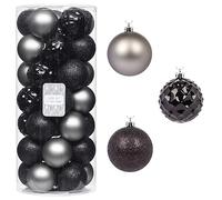 Every Day is Christmas Ornaments, Shatterproof Christmas Tree Ornament Set, Christmas Balls Decoration 35 Count (2.75"/70mm, Black Grey)