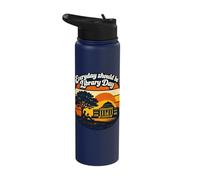 Every Day Should Be Library Day Retro Reading Bookworm Stainless Steel Insulated Water Bottle