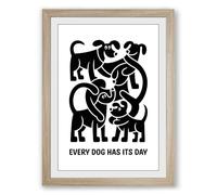Every Dog Has Its Day Graphic Framed Wall Art Print A1 (84.1×59.4cm) Oak, Wall Decor for Living Room, Bedroom, Office & Home, Ready to Hang, Art Gift