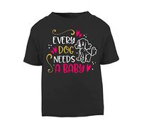 Every Dog Needs a Baby [BBY4] Short Sleeve Cotton Toddler t Shirt, 1-2 Years, Black