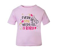Every Dog Needs a Baby [BBY4] Short Sleeve Cotton Toddler t Shirt, 1-2 Years, Pastel Pink