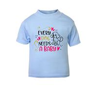 Every Dog Needs a Baby [BBY4] Short Sleeve Cotton Toddler t Shirt, 2-3 Years, Pastel Blue