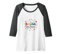 Every Dot Makes A Difference Inspirational Quote Raglan Baseball Tee, Women, Dark Heather/White, L