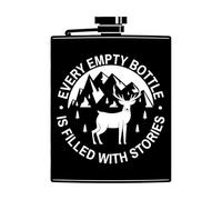 Every Empty Bottle is Filled with Stories Camping far from Town Wine jugs Deer and Mountain Silhouettes Vinyl Wall Decals 36x49.6cm Do not Damage The Wall Surface Black