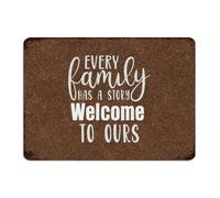 Every Family Has A Story Welcome to Ours Funny Novelty Metal Signs Country Terrace Wall Art Plaques Room Decor for Men Aluminum Tin Signs for Fence Outside Backyard 10x14 Inch