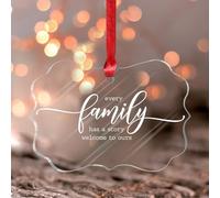 Every Family Has A Story Welcome to Ours Ornament Keepsake Bible Verses Religious Round Ornament Keepsake Inspirational Word Sayings Acrylic Christmas Bauble Gift for Mom Grandma Wife Sister Teacher