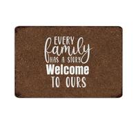 Every Family Has A Story Welcome to Ours Vintage Metal Tin Sign Country Fence Wall Art Plaques Wall Décor Metal Plaque for Bedroom Garden Coffee Bar 12x18 Inch