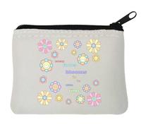 Every Flower Blooms in It's Own Time Neoprene Coin Purse Pouch 10x11cm White