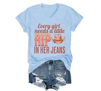 Every Girl Needs A Little Rip in Her Jeans, Every Girl Needs A Little Rip in Her Jeans V-Neck T-Shirt, Unisex Shirt Carolina Blue