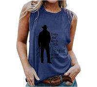 Every Girl Needs a Little Rip in Her Jeans Graphic Tee Shirts Women's Summer Sleeveless Tank Tops Sexy Casual Tunics Navy