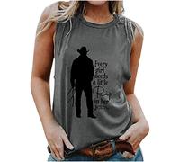 Every Girl Needs a Little Rip in Her Jeans Graphic Tee Shirts Women's Summer Sleeveless Tank Tops Sexy Casual Tunics Dark Gray