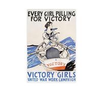 Every Girl Pulling for Victory, Victory Girls United War Work Campaign (1918) Canvas Poster Bedroom Decor Korean Series Landscape Office Room Decor Gift 24x36inch(60x90cm) Unframe-style-36