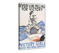 Every Girl Pulling for Victory, Victory Girls United War Work Campaign (1918) Canvas Poster Bedroom Decor Korean Series Landscape Office Room Decor Gift 16x24inch(40x60cm) Frame-style-36