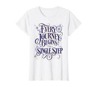 Every Journey Begins Single Step s Hiking & Camping Value Graphic T-Shirt, Women, White, L