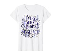 Every Journey Begins Single Step s Hiking & Camping Value Graphic T-Shirt, Women, White, M