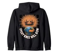 Every Knee Will Bow Philippians 2 Crown and Earth Zip Hoodie