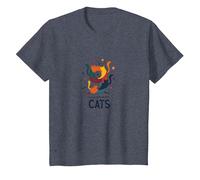 Every Life Needs Nine Cats: Playful Feline Art T-Shirt, Kids, Heather Blue, 12 Years