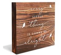 Every Little Thing is Gonna Be Alright Birds Wooden Box Sign Farmhouse Wood Box Sign Spring Art Blocks Desk Shelf Tabletop Home Decor 5 X 5 Inch (burlywood)