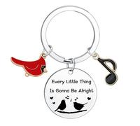 Every Little Thing Is Gonna Be Alright Cardinal Keyrings Inspirational Gifts for Women Music Keyring Robin Keyring Birds Decor Uplifting Gifts for Daughter Son Sister Coworker Friends Birthday Gift