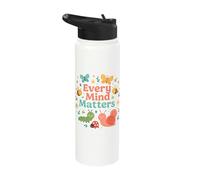 Every Mind Matters Cute Bugs Mental Health Support Stainless Steel Insulated Water Bottle