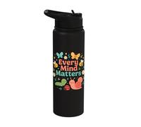 Every Mind Matters Cute Bugs Mental Health Support Stainless Steel Insulated Water Bottle