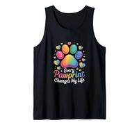 Every Pawprint Changes My Life Rainbow Pet Lover Tank Top