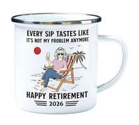 Every Sip Tastes Like It's Not My Problem Anymore Retirement Enamel Mug, 2026 Funny Retirement Coffee Mugs for Woman Men Coworkers Teacher Nurse Friends Goodbye Gift (#A)