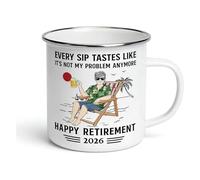 Every Sip Tastes Like It's Not My Problem Anymore - Retirement Enamel Mug, Happy Retirement 2026 Gift for Women Men, Coworkers, Teacher, Nurse, Friends (B)