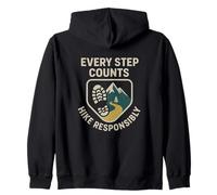 Every Step Counts, Hike Responsibly | Hikers Safety Day Gift Zip Hoodie
