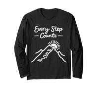 Every Step Counts - Motivational Hiking Walking Positive Long Sleeve T-Shirt