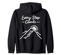 Every Step Counts - Motivational Hiking Walking Positive Zip Hoodie