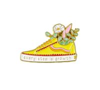 Every Step Is Growth Floral Sneaker Pin Brooch, Uplifting Message Enamel Pin, Motivational Gift For Teen Girl Women, Growth Mindset Brooches, Positive Vibes Lapel Badge, Inspirational Accessories